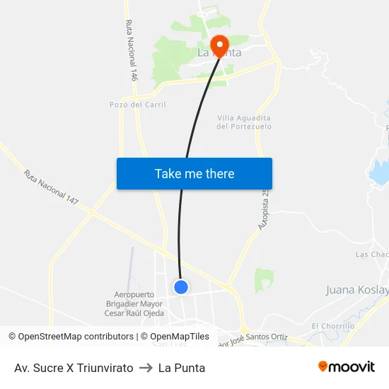 Av. Sucre X Elpidio González to La Punta map