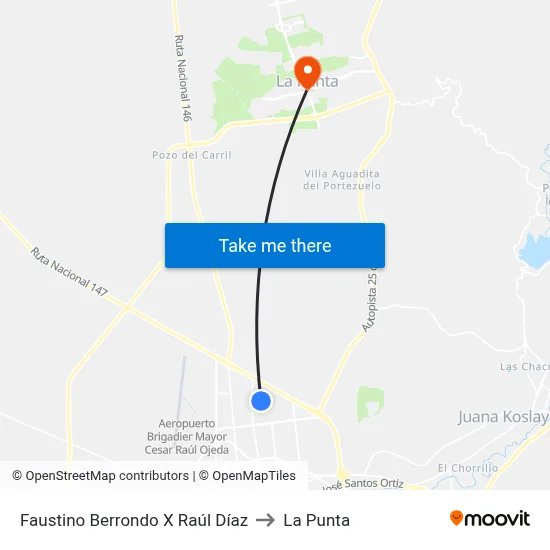 Faustino Berrondo X Raúl Díaz to La Punta map