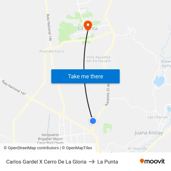 Carlos Gardel X Cerro De La Gloria to La Punta map