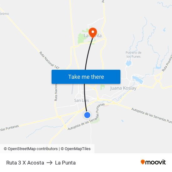 Ruta 3 X Acosta to La Punta map