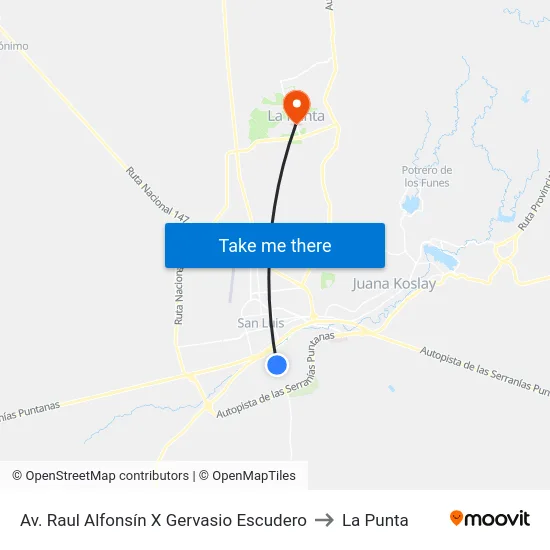 Av. Raul Alfonsín X Gervasio Escudero to La Punta map