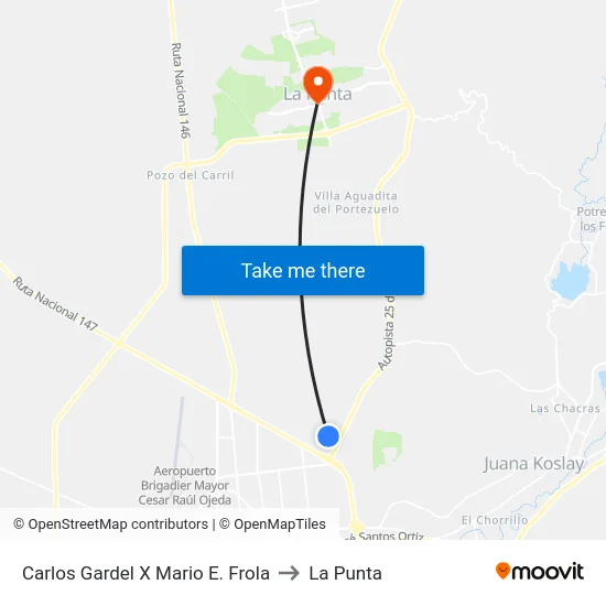 Carlos Gardel X Juan Pekolj to La Punta map