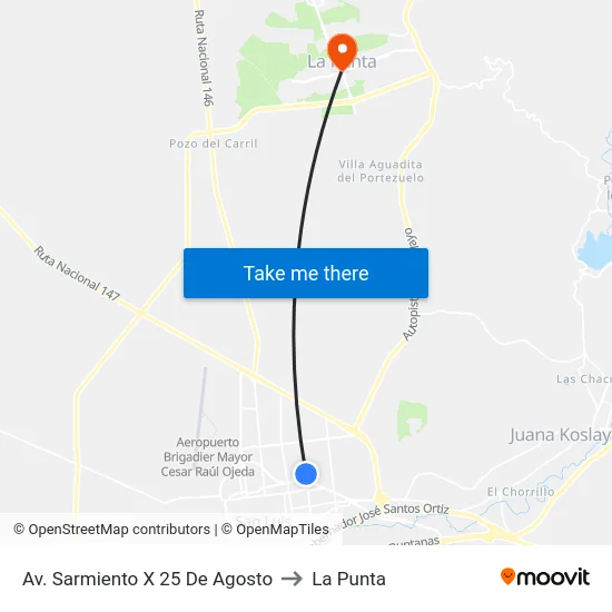 Av. Sarmiento X 25 De Agosto to La Punta map