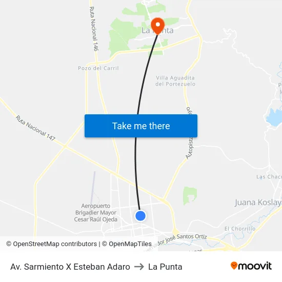 Av. Sarmiento X Esteban Adaro to La Punta map