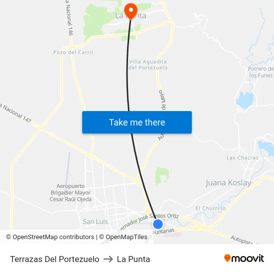 Terrazas Del Portezuelo to La Punta map