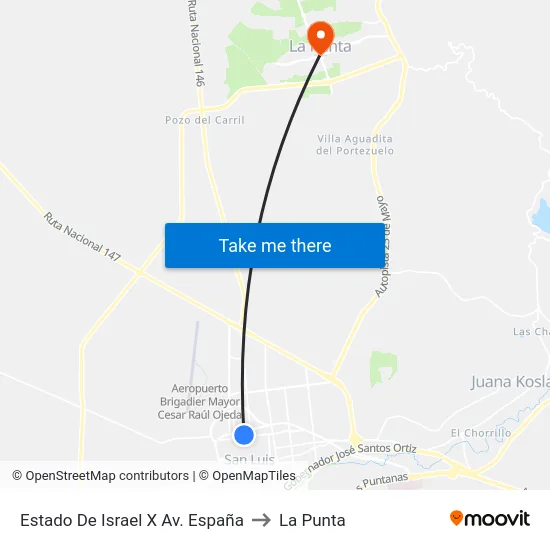 Estado De Israel X Av. España to La Punta map