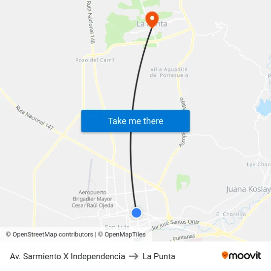 Av. Sarmiento X Independencia to La Punta map