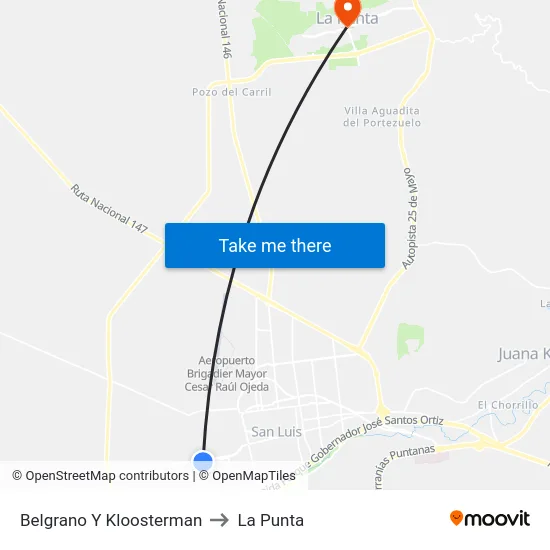 Belgrano X José M. Gatica to La Punta map