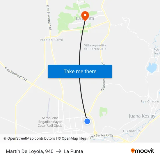 Martín De Loyola X Catamarca to La Punta map