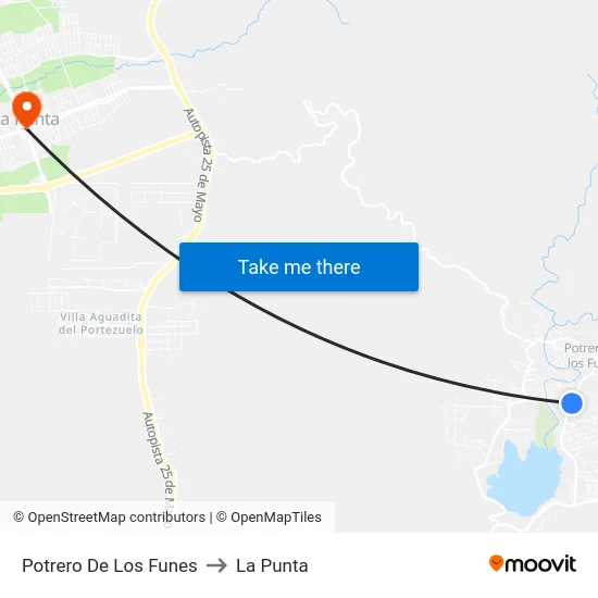 Potrero De Los Funes to La Punta map