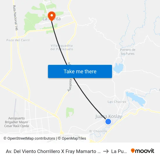 Av. Del Viento Chorrillero X Fray Mamarto Esquiú to La Punta map
