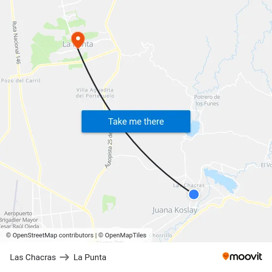 Las Chacras to La Punta map