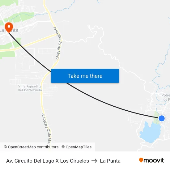 Potrero De Los Funes to La Punta map