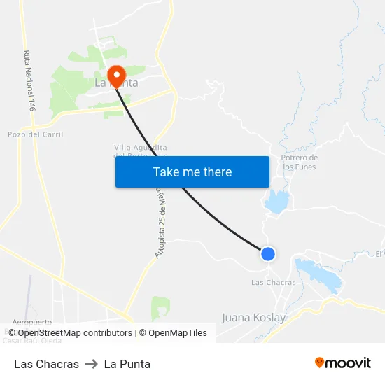 Las Chacras to La Punta map