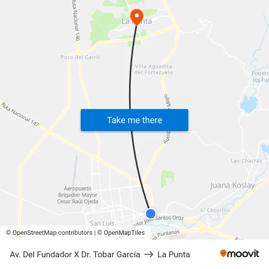 Av. Del Fundador X Dr. Tobar García to La Punta map