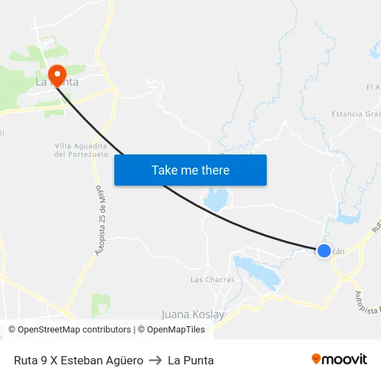 Ruta 9 X Esteban Agüero to La Punta map