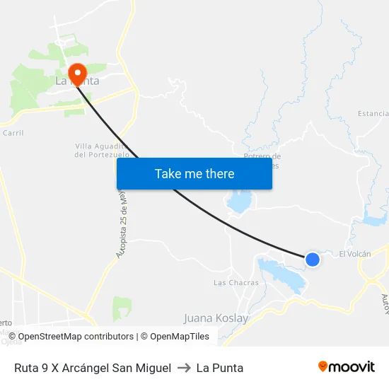 Ruta 9 X Arcángel San Miguel to La Punta map