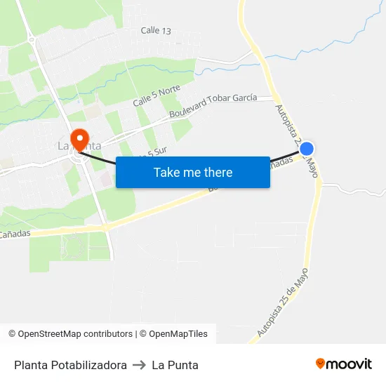 Planta Potabilizadora to La Punta map