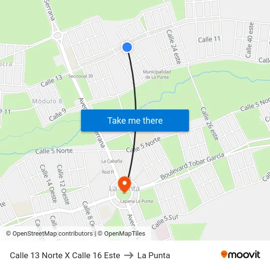 Calle 13 Norte X Calle 16 Este to La Punta map