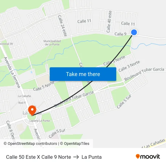 Calle 50 Este X Calle 9 Norte to La Punta map