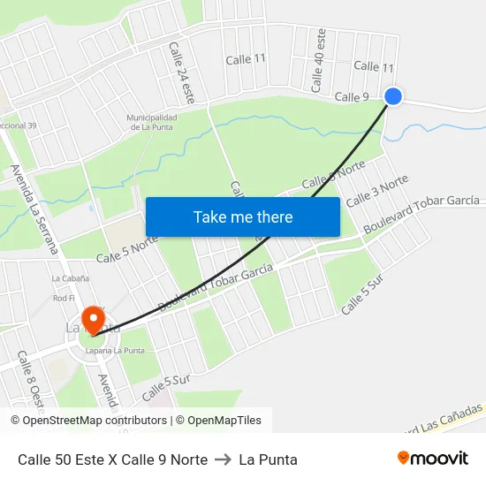 Calle 50 Este X Calle 9 Norte to La Punta map