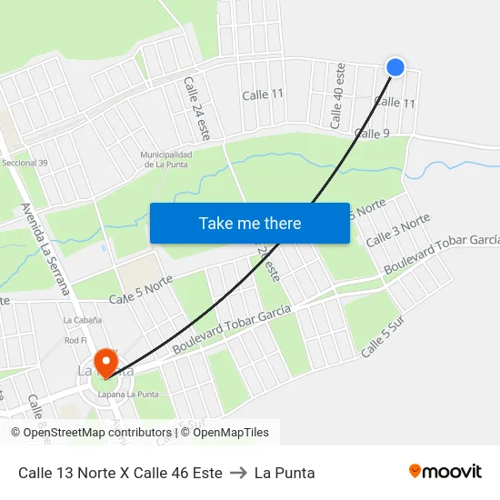 Calle 13 Norte X Calle 46 Este to La Punta map