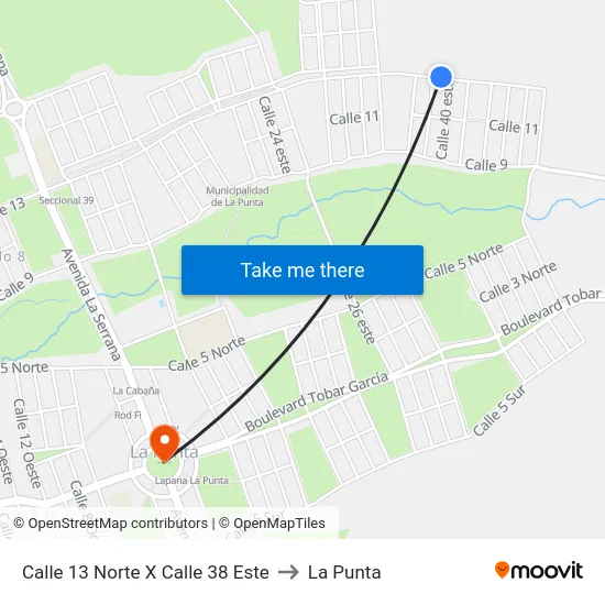 Calle 13 Norte X Calle 38 Este to La Punta map