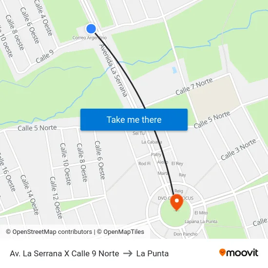 Av. La Serrana X Calle 9 Norte to La Punta map