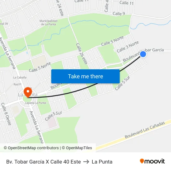 Bv. Tobar García X Calle 40 Este to La Punta map