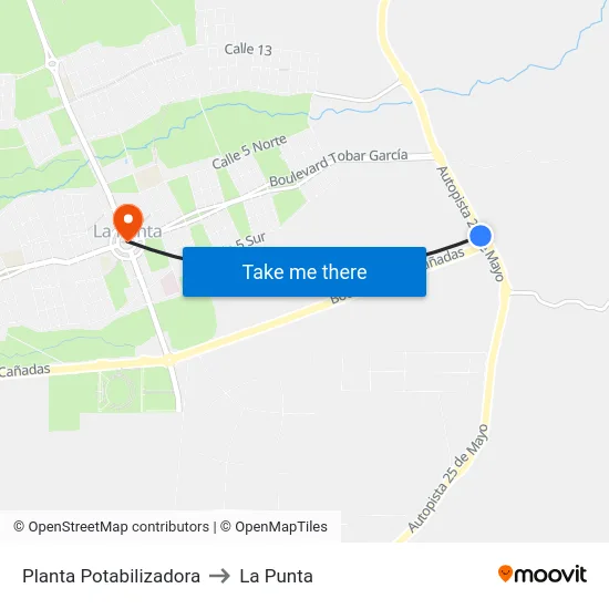 Planta Potabilizadora to La Punta map