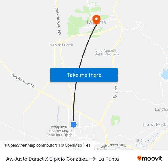 Av. Justo Daract X Elpidio González to La Punta map