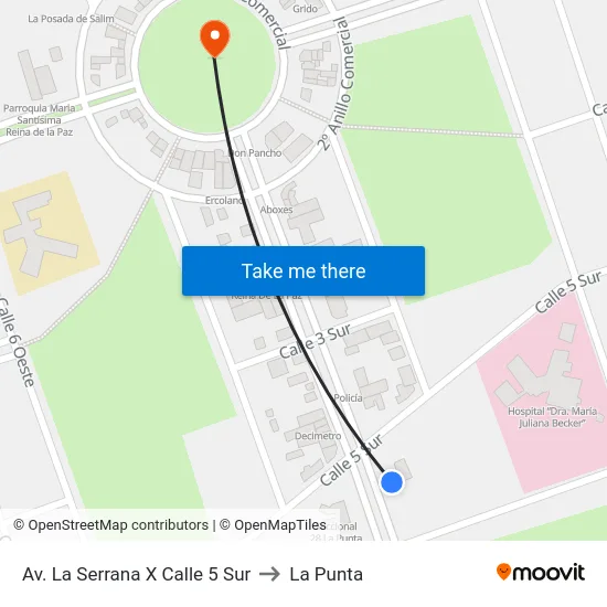 Av. La Serrana X Calle 5 Sur to La Punta map