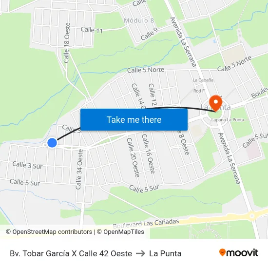 Bv. Tobar García X Calle 42 Oeste to La Punta map