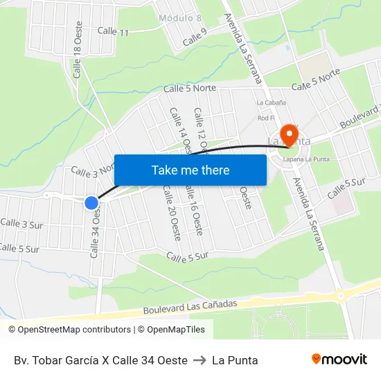 Bv. Tobar García X Calle 34 Oeste to La Punta map