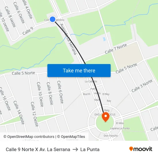 Calle 9 Norte X Av. La Serrana to La Punta map