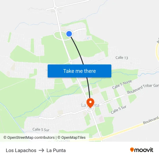 Los Lapachos to La Punta map