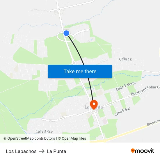 Los Lapachos to La Punta map