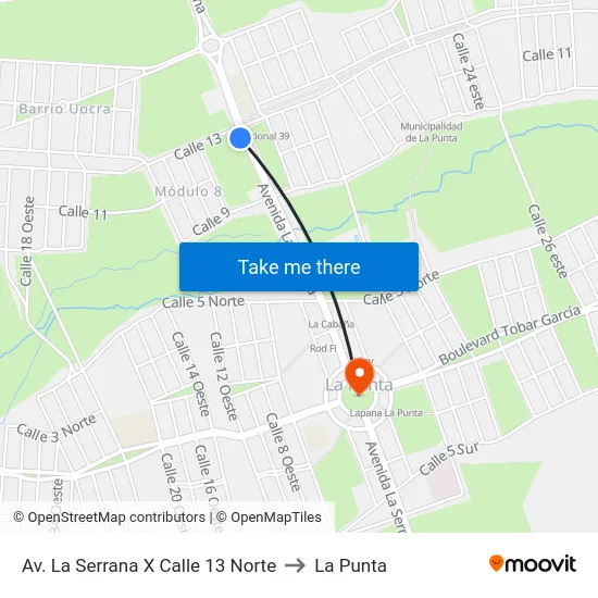 Av. La Serrana X Calle 13 Norte to La Punta map