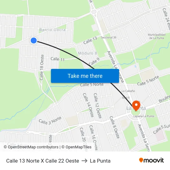 Calle 13 Norte X Calle 22 Oeste to La Punta map