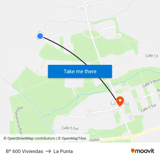 Bº 600 Viviendas to La Punta map