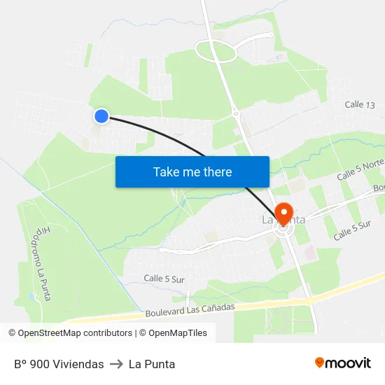 Bº 900 Viviendas to La Punta map
