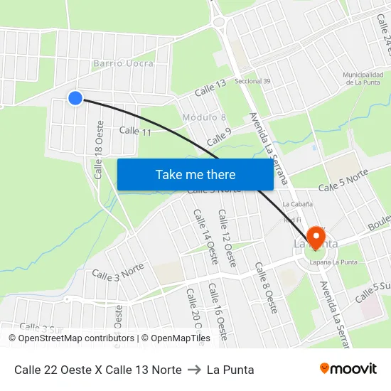 Calle 22 Oeste X Calle 13 Norte to La Punta map