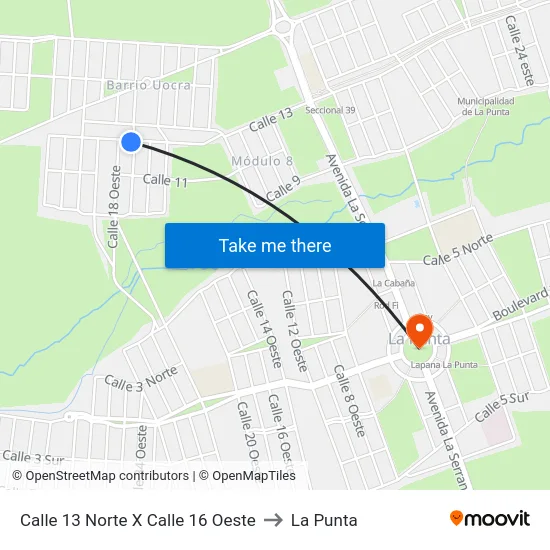 Calle 13 Norte X Calle 16 Oeste to La Punta map