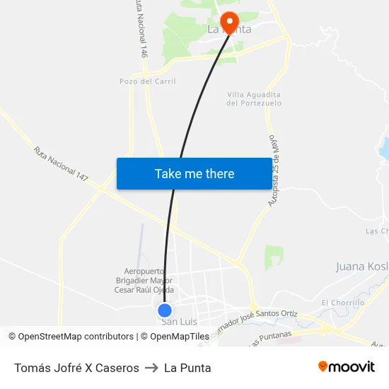 Tomás Jofré X Caseros to La Punta map