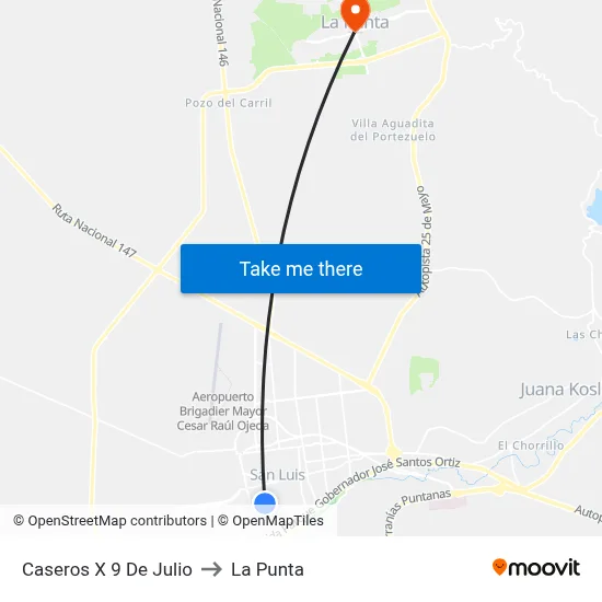 Caseros X 9 De Julio to La Punta map