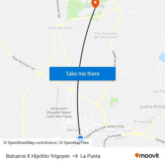 Balcarce X Hipólito Yrigoyen to La Punta map