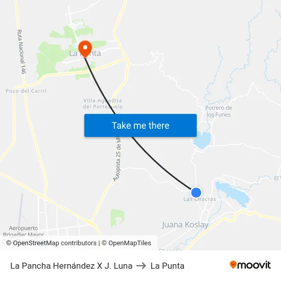 La Pancha Hernández X J. Luna to La Punta map