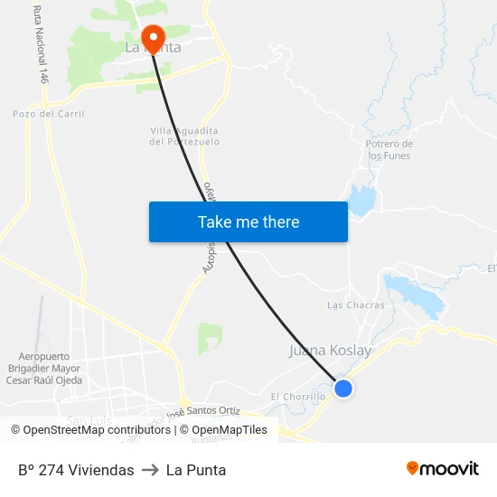 Bº 274 Viviendas to La Punta map