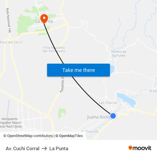 Av. Cuchi Corral to La Punta map