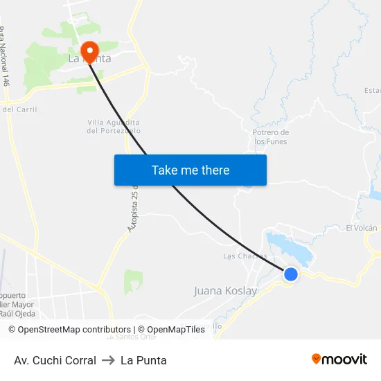 Av. Cuchi Corral to La Punta map